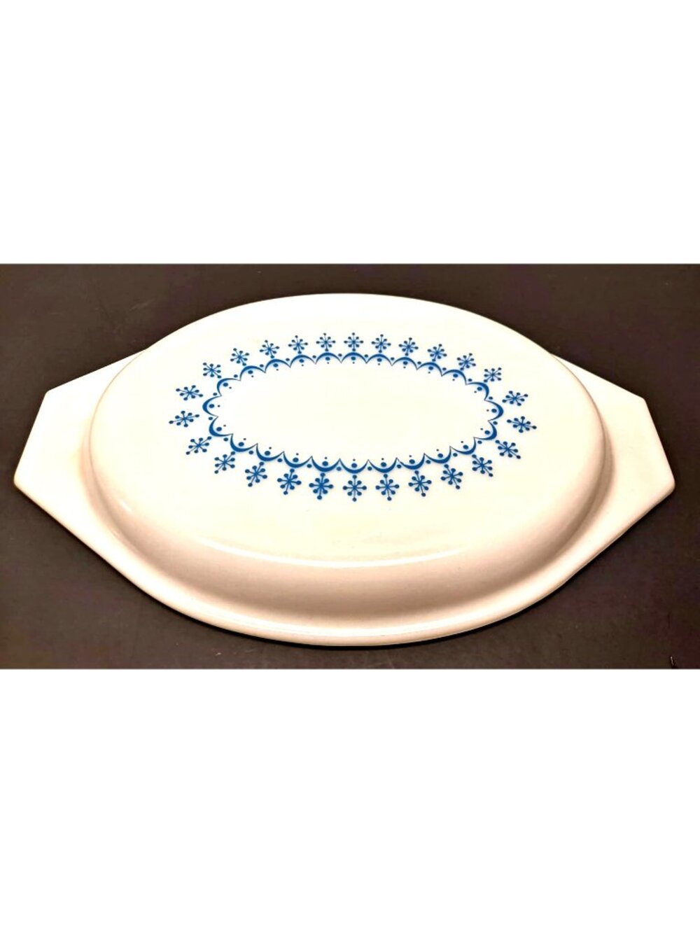 Vintage Pyrex Snowflake Garland Pattern 945C Oval Replacement Lid 12.5" For 2.5